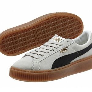Puma Womens Leather Suede Platform Core Athletic Lace Up Sneaker Shoes 9.5